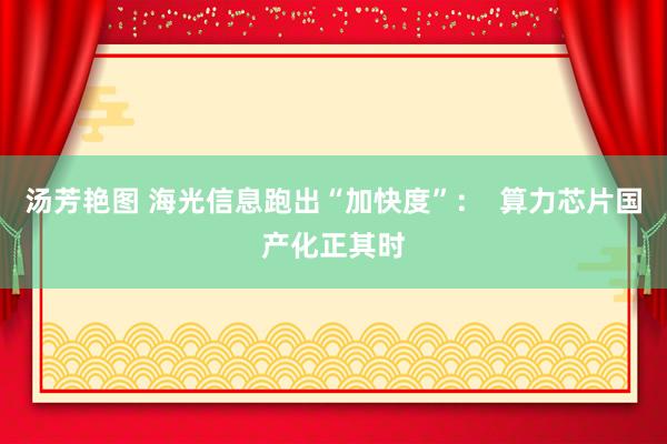 汤芳艳图 海光信息跑出“加快度”：  算力芯片国产化正其时
