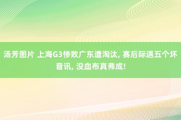 汤芳图片 上海G3惨败广东遭淘汰， 赛后际遇五个坏音讯， 没血布真弗成!