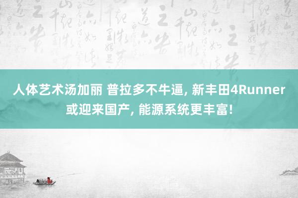 人体艺术汤加丽 普拉多不牛逼， 新丰田4Runner或迎来国产， 能源系统更丰富!