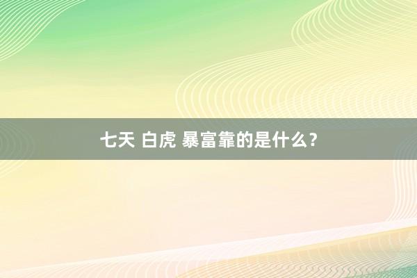 七天 白虎 暴富靠的是什么？