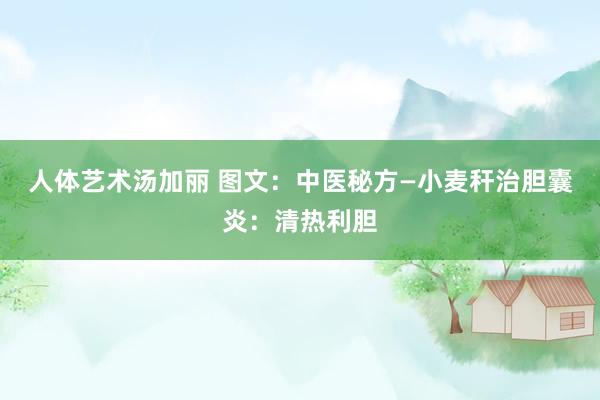 人体艺术汤加丽 图文：中医秘方—小麦秆治胆囊炎：清热利胆