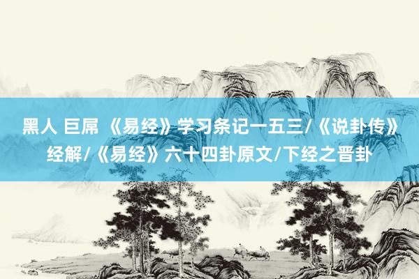 黑人 巨屌 《易经》学习条记一五三/《说卦传》经解/《易经》六十四卦原文/下经之晋卦